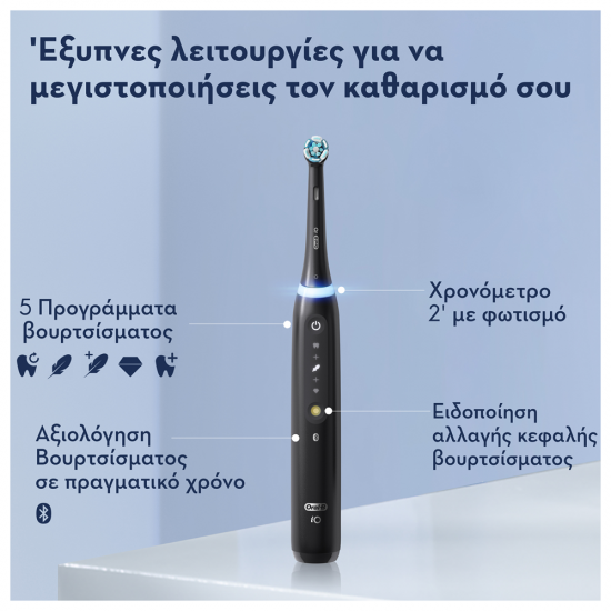 Oral-B iO Series 5 Magnetic Black Ηλεκτρική Οδοντόβουρτσα Μαύρη με Θήκη Ταξιδίου