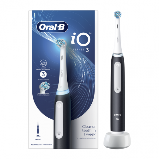 Oral-B iO Series 3 Magnetic Black Ηλεκτρική Οδοντόβουρτσα Μαύρη με Θήκη Ταξιδίου
