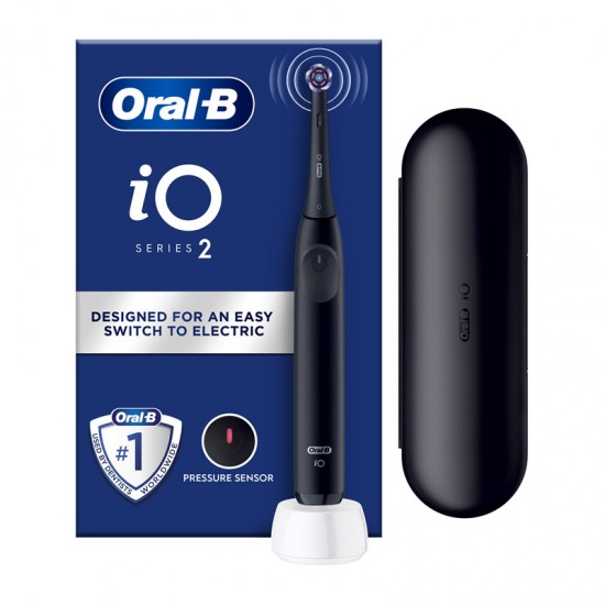 Oral-B iO Series 2  Black Ηλεκτρική Οδοντόβουρτσα Μαύρη με Θήκη Ταξιδίου