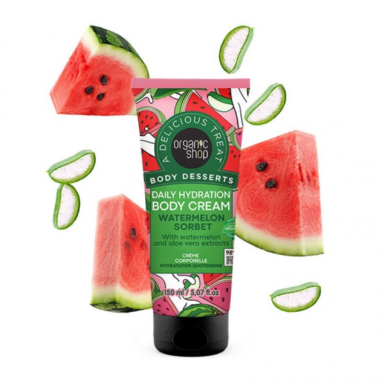 Organic Shop Body Desserts Body Cream Watermelon Sorbet Κρέμα Σώματος με Αρώματα Καρπούζι & Αλόε Βέρα 150ml