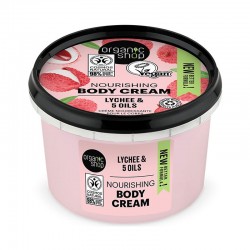 Organic Shop Body Cream Organic Pink Lychee & 5 Oils Ενυδατική Κρέμα Σώματος Ενυδάτωσης με Λίτσι & 5 Έλαια 250ml