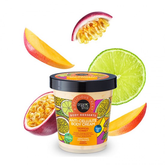 Organic Shop Body Desserts Body Cream Anti-Cellulite Tropical Sorbet Κρέμα Σώματος κατά της Κυτταρίτιδας με Άρωμα από Ζουμερό Μάνγκο και Φρούτο του Πάθους 450ml
