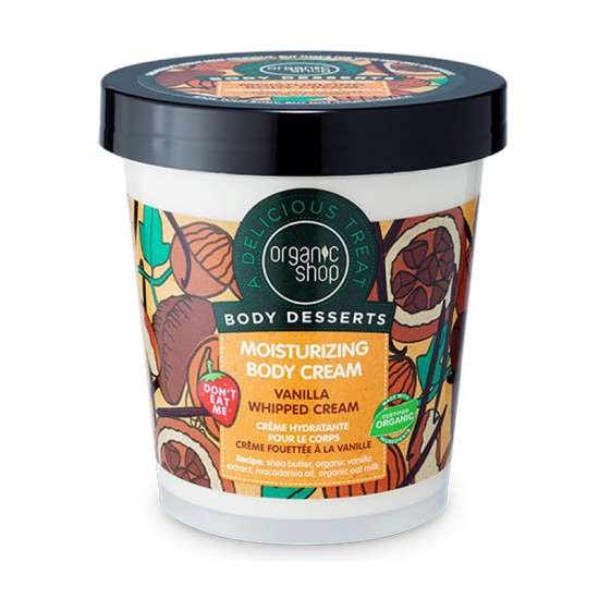 Organic Shop Body Desserts Body Cream Vanilla Whipped Cream Ενυδατική Κρέμα Σώματος Βανίλια Σαντιγύ 450ml