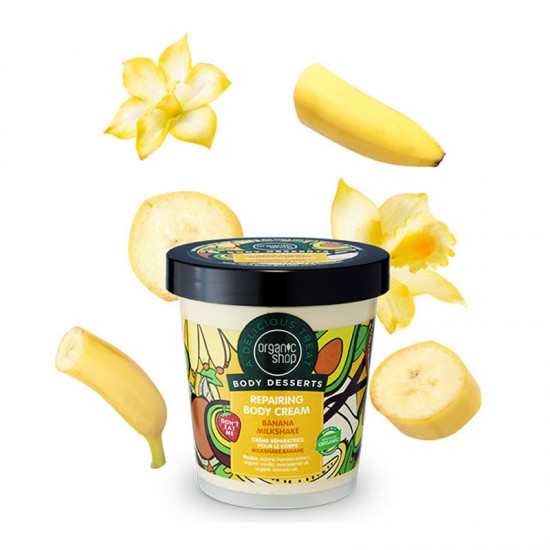 Organic Shop Body Desserts Body Cream Banana Milkshake Επανορθωτική Κρέμα Σώματος με Μπανάνα & Βανίλια 450ml