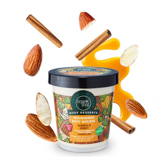 Organic Shop Body Desserts Body Mousse Almond & Honey Κρέμα-Μους Θρέψης Σώματος με Αμύγδαλο & Μέλι 450ml