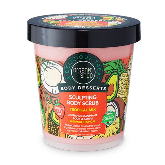 Organic Shop Body Desserts Body Scrub Tropical Mix Απολεπιστικό Σώματος Σμίλευσης με Άρωμα Τροπικών Φρούτων (Προκαλεί Θερμότητα) 450ml