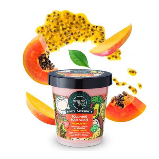 Organic Shop Body Desserts Body Scrub Tropical Mix Απολεπιστικό Σώματος Σμίλευσης με Άρωμα Τροπικών Φρούτων (Προκαλεί Θερμότητα) 450ml