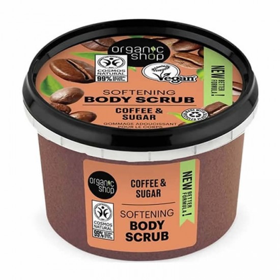 Organic Shop Body Scrub Brazilian Coffee Απολεπιστικό Σώματος με Καφέ Βραζιλίας & Ζάχαρη 250ml
