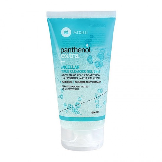 Medisei Panthenol Extra Micellar True Cleanser Gel 3 in 1 Μικυλλιακό Τζελ Καθαρισμού για Πρόσωπο, Μάτια & Χείλη 150ml