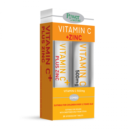 Power Health 1+1 Vitamin C plus Zinc + Vitamin C 500mg 20+20 Αναβράζοντα Δισκία