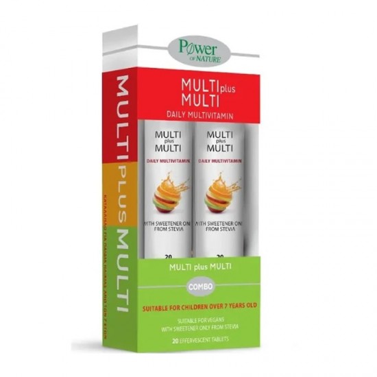 Power Health 1+1 Multi+Multi 20 Αναβράζοντα Δισκία Πολυβιταμίνης + Vitamin C 500mg 20 Αναβράζοντα Δισκία Βιταμίνη C με Stevia