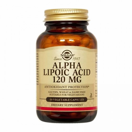 Solgar Alpha-Lipoic Acid 120mg Συμπλήρωμα Άλφα Λιποϊκού Οξέως για Νευροπάθειες 60 Κάψουλες