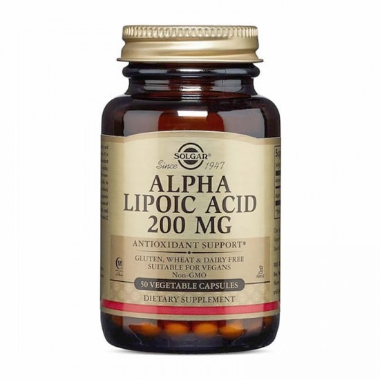 Solgar Alpha-Lipoic Acid 200mg Συμπλήρωμα Άλφα Λιποϊκού Οξέως για Νευροπάθειες 50 Κάψουλες
