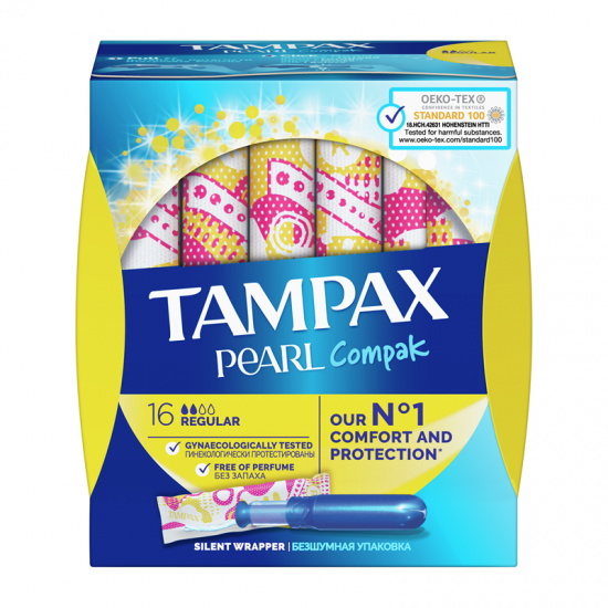 Tampax Compak Pearl Regular Ταμπόν με Απλικατέρ για Μικρή έως Μέτρια Ροή 16τμχ