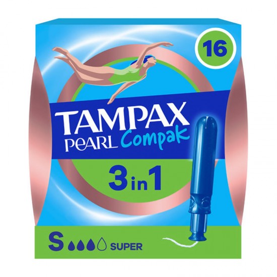 Tampax Compak Pearl Super Ταμπόν με Απλικατέρ για Μέτρια έως Μεγάλη Ροή 16τμχ