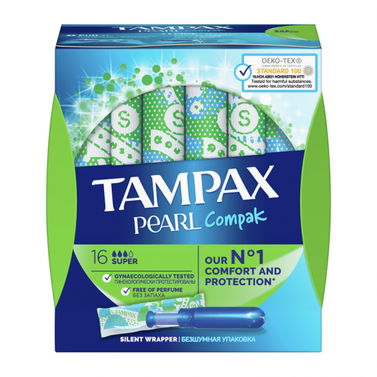 Tampax Compak Pearl Super Ταμπόν με Απλικατέρ για Μέτρια έως Μεγάλη Ροή 16τμχ