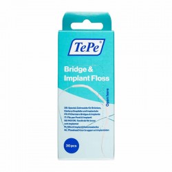 TePe Bridge and Implant Floss Οδοντικό Νήμα για καθαρισμό Εμφυτευμάτων, Γεφυρών και Ορθοδοντικών Μηχανημάτων 30 τεμάχια