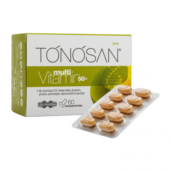 Uni-Pharma Tonosan Multivitamin 50+ Συμπλήρωμα Πολυβιταμινών για Ενήλικες 50+ ετών 60 Δισκία