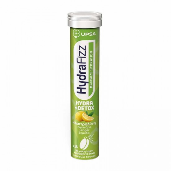 Upsa HydraFizz Hydra+Detox Συμπλήρωμα με Ηλεκτρολύτες για Αποτοξίνωση Οργανισμού 16 Αναβράζοντα Δισκία με Γεύση Λεμόνι