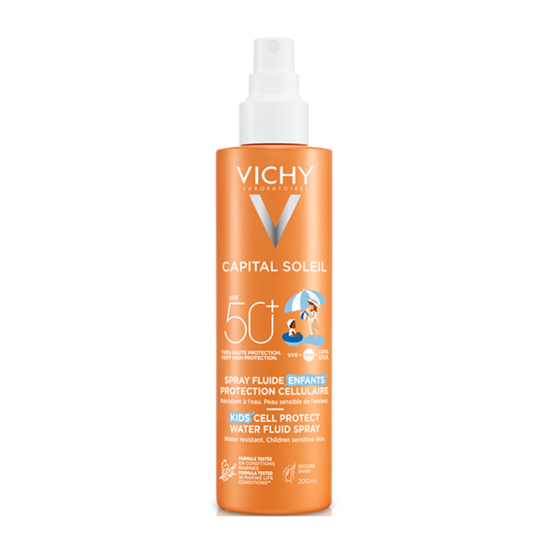 Vichy Capital Soleil Kids Cell Protect Invisible Fluid Spray SPF50+ Παιδικό Αντηλιακό Λεπτόρρευστο Γαλάκτωμα σε Σπρέι 200ml