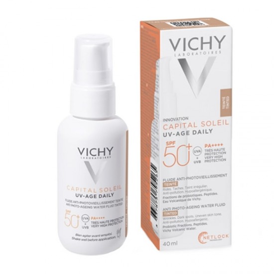Vichy Capital Soleil UV-Age Daily SPF50+ Tinted Light Water Fluid Αντηλιακή Προσώπου κατά της Φωτογήρανσης με Χρώμα 40ml