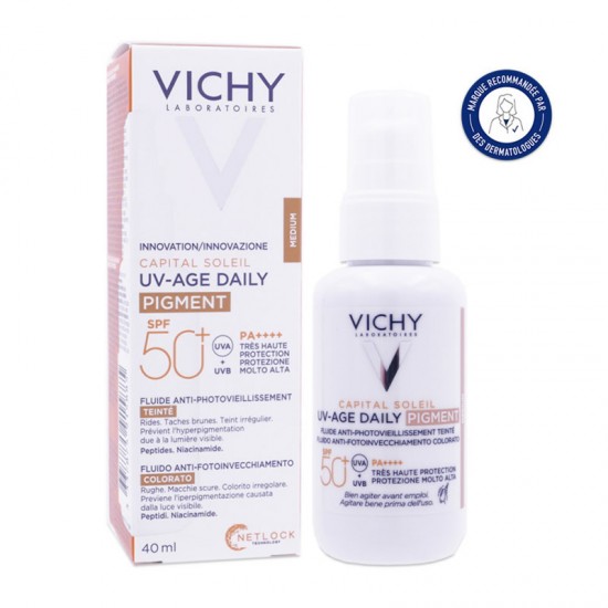 Vichy Capital Soleil UV-Age Daily SPF50+ Tinted Medium Water Fluid Αντηλιακή Προσώπου κατά της Φωτογήρανσης με Χρώμα 40ml
