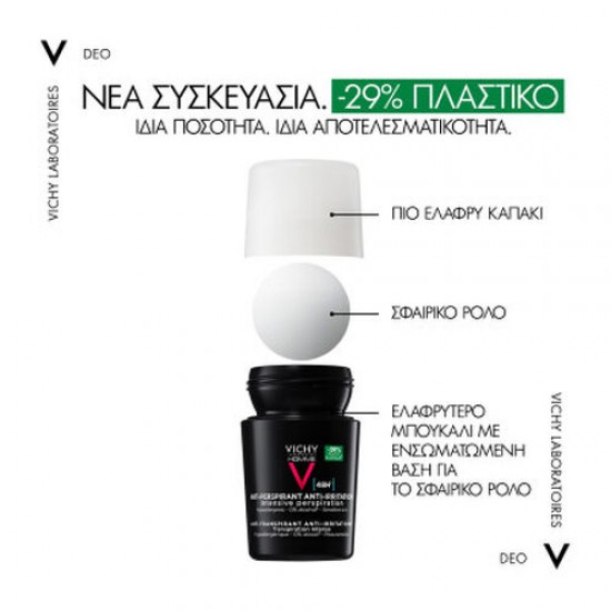 Vichy Deodorant Roll-On Homme 48h Sensitive Ανδρικό Αποσμητικό Ρολό με 48ωρη Προστασία για Ευαίσθητο Δέρμα 2x50ml (-50% στο 2ο προϊόν)