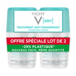 Vichy Deodorant Roll-On 48h Intensive Anti-Perspirant Εντατικό Αποσμητικό Ρολό με 48ωρη Προστασία κατά της Εφίδρωσης για Ευαίσθητο Δέρμα 2x50ml (-50% στο 2ο προϊόν)