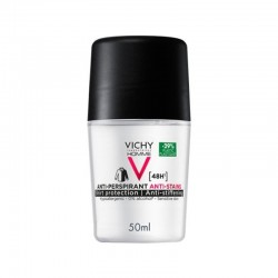 Vichy Deodorant Roll-On Homme 48h Anti-Persistant & Anti-Strains Ανδρικό Αποσμητικό 48ωρης Προστασίας κατά της Εφίδρωσης & των Σημαδιών 50ml