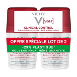 Vichy Deodorant Roll-On 96h Clinical Control Detranspirant Anti-Odour Αποσμητικό Ρολό με 96ωρη Προστασία κατά των Οσμών & Πολύ Έντονης Εφίδρωσης για Ευαίσθητο Δέρμα 2x50ml (-50% στο 2ο προϊόν)