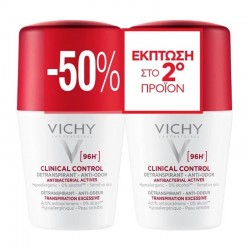 Vichy Deodorant Clinical Control 96h Roll-On Αποσμητικό κατά των Οσμών & Έντονης Εφίδρωσης 2x50ml (-50% στο 2ο προϊόν)
