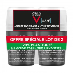 Vichy Deodorant Roll-On Homme 48h Sensitive Ανδρικό Αποσμητικό Ρολό με 48ωρη Προστασία για Ευαίσθητο Δέρμα 2x50ml (-50% στο 2ο προϊόν)