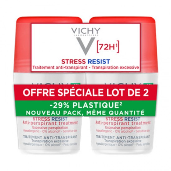 Vichy Deodorant Roll-On 72h Stress Resist Αποσμητικό Ρολό με 72ωρη Προστασία & Εντατική Αποσμητική Δράση 2x50ml (-50% στο 2ο προϊόν)