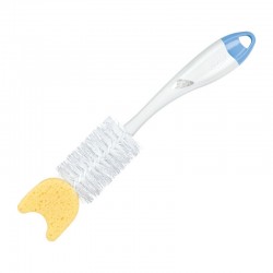 NUK Βούρτσα Καθαρισμού Μπιμπερό 2 σε 1 με Σφουγγαράκι Μπλε Λαβή 1 Τεμάχιο