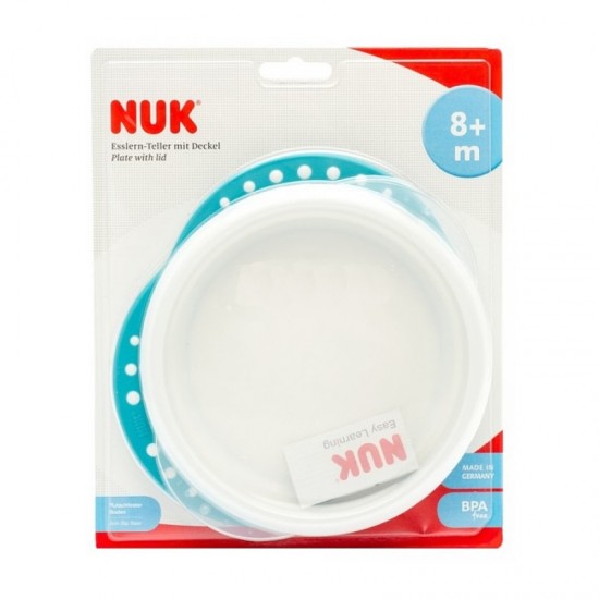 NUK Plate with Lid Πιάτο Με Καπάκι Μπλε 8+ μηνών, 1τμχ