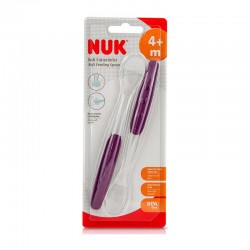 NUK Soft Feeding Spoon Κουταλάκι Τροφής Μαλακό από Σιλικόνη 4+μηνών σε χρώμα Μωβ, 2 τμχ