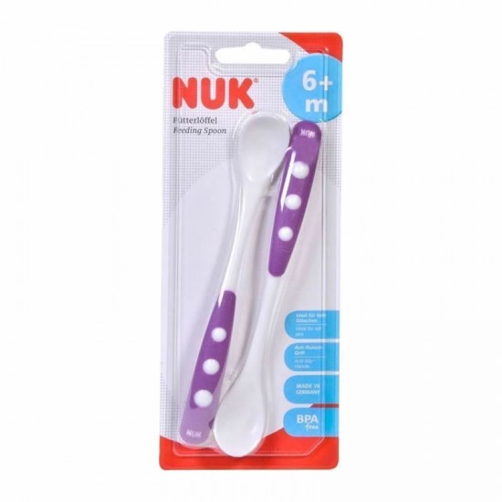 NUK Feeding Spoon Κουτάλι Φαγητού σε Μωβ Χρώμα 6+ μηνών, 2 τμχ