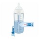 Nuk First Choice+ Temperature Control 0-6m Γυάλινο Μπιμπερό με Θηλή Σιλικόνης Μεσαία Οπή Μπλε Ελεφαντάκια 240ml