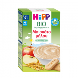 HiPP Bio Κρέμα Δημητριακών με Μπισκότο Μήλου χωρίς Προσθήκης Ζάχαρης για Μωρά από τον 6ο Μήνα 250g