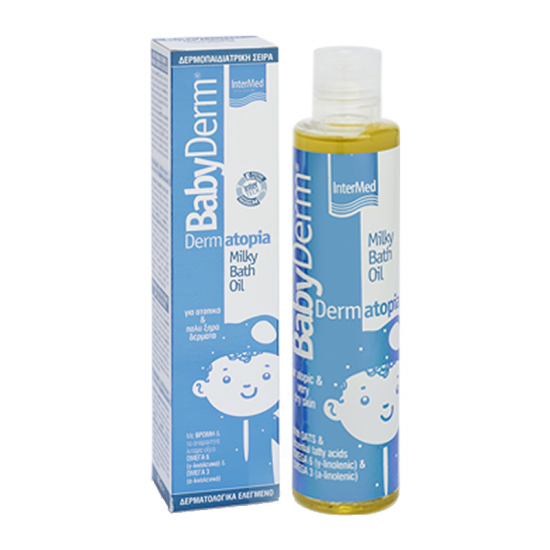 Intermed Babyderm Dermatopia Milky Bath Oil 200ml - Γαλακτώδες Λάδι Μπάνιου Ιδανικό για Περιόδους Έξαρσης Συμπτωμάτων της Ατοπικής Δερματίτιδας