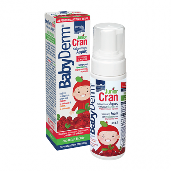 Intermed BabyDerm Junior Cran Cleansing Foam 150ml - Αφρός Καθημερινού Καθαρισμού της Γεννητικής Περιοχής για Αγόρια & Κορίτσια από 0 έως 6 ετών