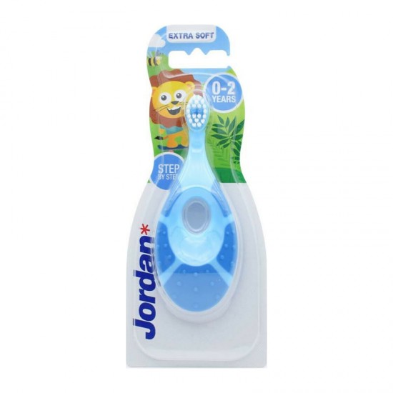 Jordan Step by Step Toothbrush Extra Soft Πολύ Μαλακή Οδοντόβουρτσα Παιδική 0-2 ετών Μπλε 1 τεμάχιο
