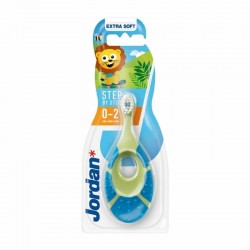 Jordan Step by Step Toothbrush Extra Soft Πολύ Μαλακή Οδοντόβουρτσα Παιδική 0-2 ετών Μπλε-Πράσινο 1 τεμάχιο