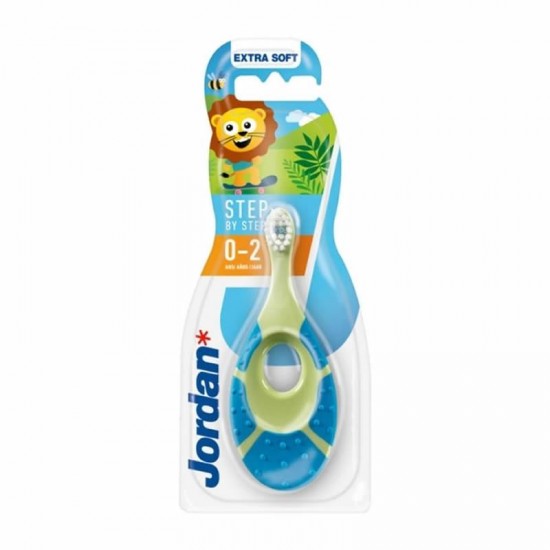 Jordan Step by Step Toothbrush Extra Soft Πολύ Μαλακή Οδοντόβουρτσα Παιδική 0-2 ετών Μπλε-Πράσινο 1 τεμάχιο