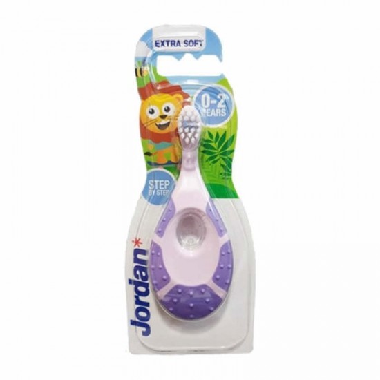 Jordan Step by Step Toothbrush Extra Soft Πολύ Μαλακή Οδοντόβουρτσα Παιδική 0-2 ετών Μωβ 1 τεμάχιο