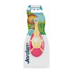 Jordan Step by Step Toothbrush Extra Soft Πολύ Μαλακή Οδοντόβουρτσα Παιδική 0-2 ετών Κόκκινο-Κίτρινο 1 τεμάχιο