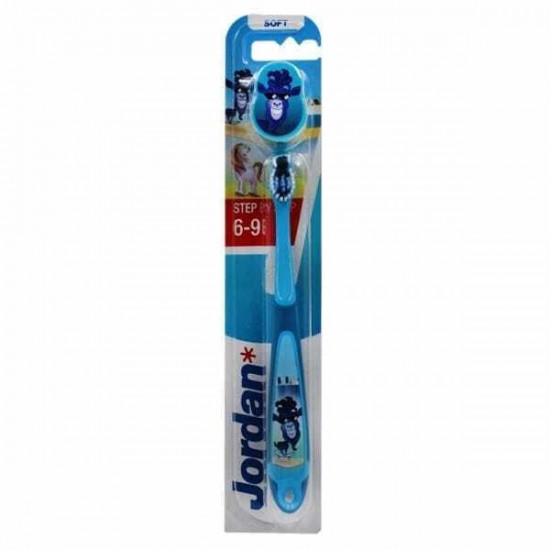 Jordan Step by Step Toothbrush Soft Μαλαλή Οδοντόβουρτσα Παιδική 6-9 ετών Κατσικάκι Μπλε Ανοιχτό 1 τεμάχιο