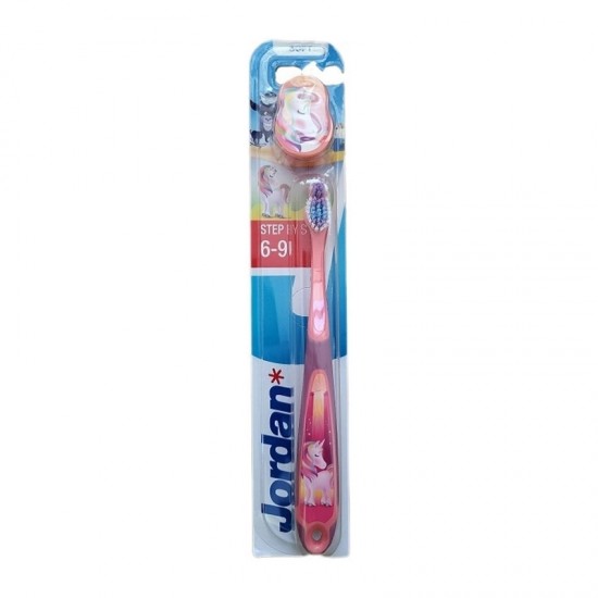 Jordan Step by Step Toothbrush Soft Μαλακή Οδοντόβουρτσα Παιδική 6-9 ετών Μονόκερος Μωβ 1 τεμάχιο