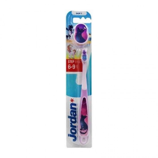 Jordan Step by Step Toothbrush Soft Μαλακή Οδοντόβουρτσα Παιδική 6-9 ετών Λυκάκι Λιλά-Μωβ Ανοιχτό 1 τεμάχιο