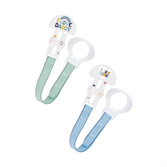 MAM Clip Set I Love Mummy & Daddy 0+m Χρώμα Γαλάζιο 2τμχ